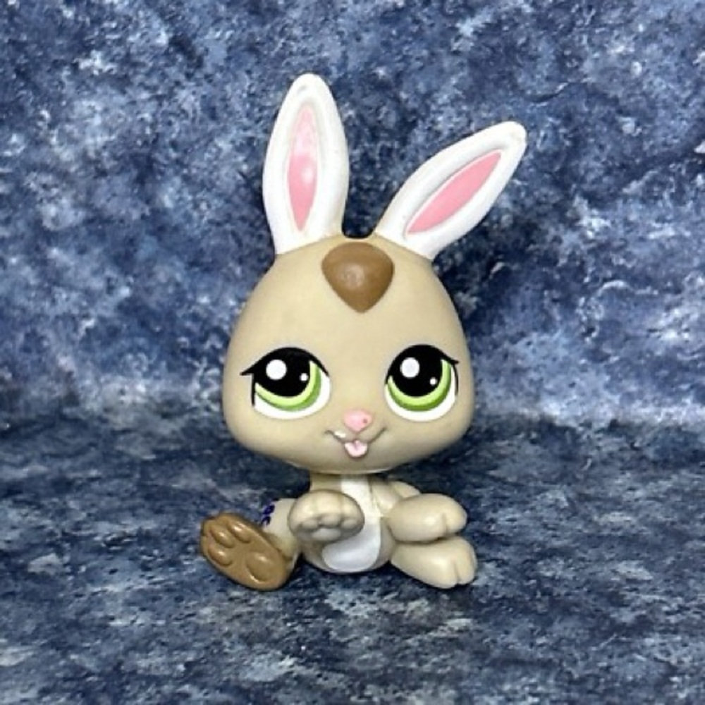 Littlest Pet Shop Tan and White Bunny with Pink Ears